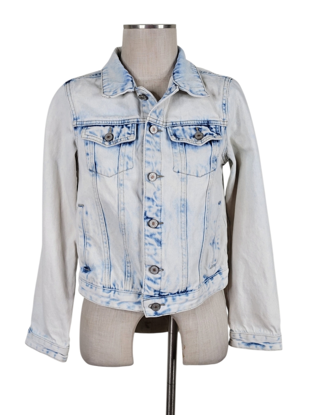 KanCan Trucker Jean Jacket Women Size L Stone Acid Wash Pockets Denim KC2007L - Picture 2 of 12